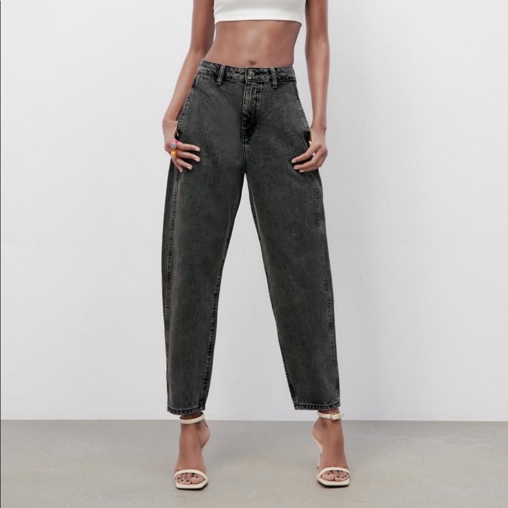 Zara High Rise Charcoal Jeans